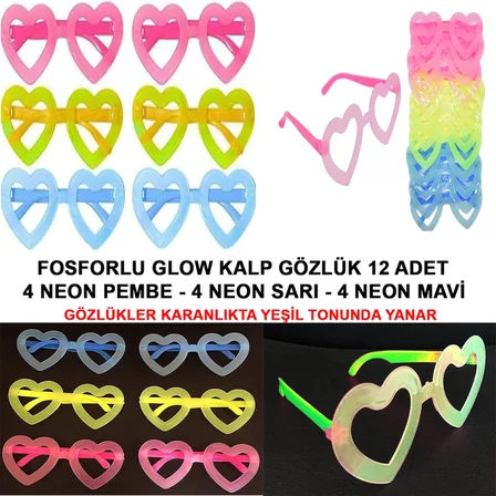 Retro Neon Fosforlu Kalp Gözlük Adet – ’ler ’lar Parti Stili