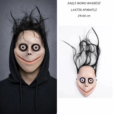 Mey İthalat® Saçlı Momo Korku Maskesi 24x16 cm
