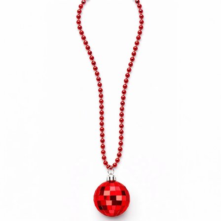 Mey İthalat® Retro Disko Topu Şekilli 80'ler 90'lar Kırmızı Renk Plastik Kolye