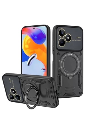 Mey İthalat®  Realme C53 Kılıf Joy Lens Standlı Kapak - Siyah