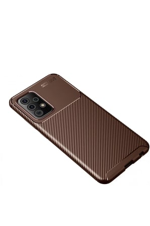 Samsung Galaxy A52 Kılıf Auto Focus Karbon Kapak - Kahverengi
