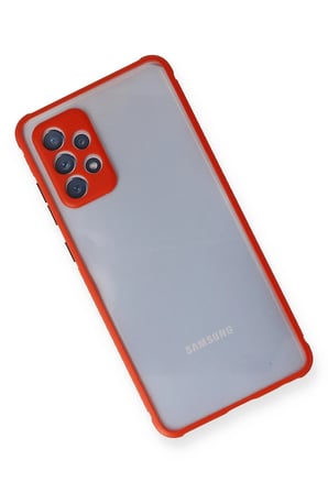 Samsung Galaxy A72 Kılıf Miami Şeffaf Silikon - Kırmızı