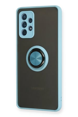Samsung Galaxy A72 Kılıf Montreal Yüzüklü Silikon Kapak - Buz Mavi