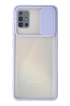 Mey İthalat®  Samsung Galaxy A71 Kılıf Palm Buzlu Kamera Sürgülü Silikon - Lila