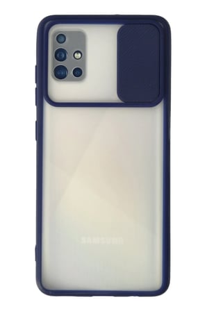 Samsung Galaxy A71 Kılıf Palm Buzlu Kamera Sürgülü Silikon - Lacivert