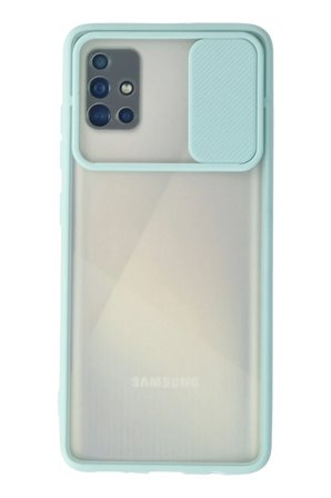 Mey İthalat®  Samsung Galaxy A71 Kılıf Palm Buzlu Kamera Sürgülü Silikon - Turkuaz