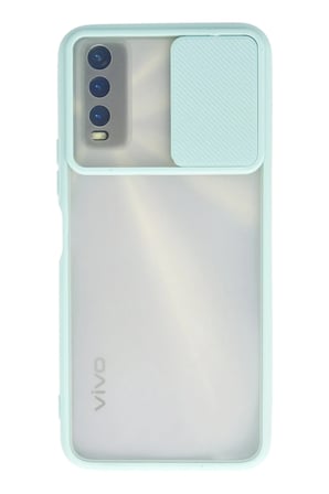 Mey İthalat®  Vivo Y11S Kılıf Palm Buzlu Kamera Sürgülü Silikon - Turkuaz