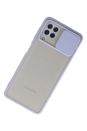 Samsung Galaxy A22 Kılıf Palm Buzlu Kamera Sürgülü Silikon - Lila