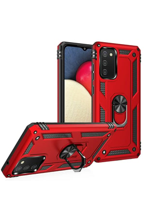 Samsung Galaxy A03S Kılıf Sofya Yüzüklü Silikon Kapak - Kırmızı
