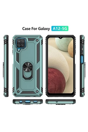 Samsung Galaxy A22 Kılıf Sofya Yüzüklü Silikon Kapak - Yeşil