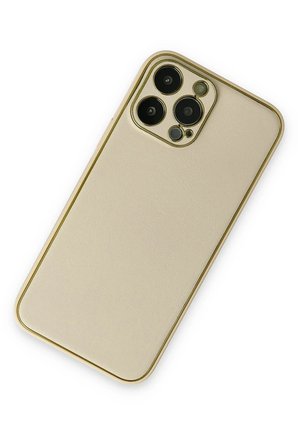 Mey İthalat®  iPhone 13 Pro Kılıf Coco Deri Silikon Kapak - Gold