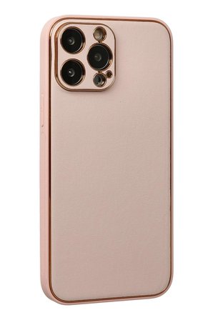 Mey İthalat®  iPhone 13 Pro Kılıf Coco Deri Silikon Kapak - Pudra