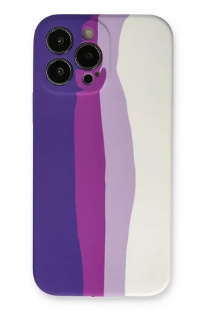 Mey İthalat®  iPhone 13 Pro Kılıf Ebruli Lansman Silikon - Mor-Beyaz