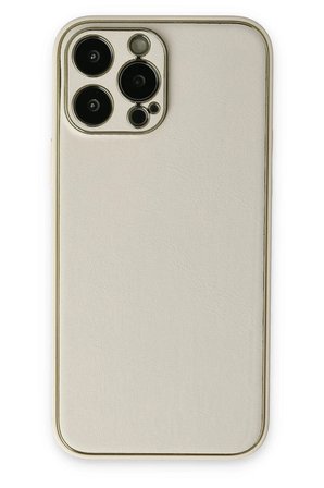 Mey İthalat®  iPhone 13 Pro Kılıf Coco Deri Silikon Kapak - Beyaz