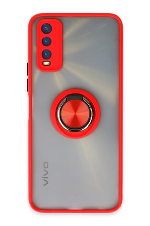 Vivo Y11S Kılıf Montreal Yüzüklü Silikon Kapak - Kırmızı