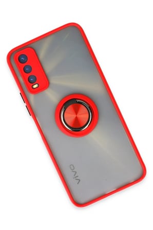 Vivo Y11S Kılıf Montreal Yüzüklü Silikon Kapak - Kırmızı