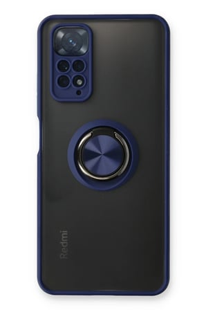 Mey İthalat®   Redmi Note 11 Kılıf Montreal Yüzüklü Silikon Kapak - Lacivert