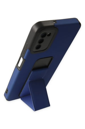 Mey İthalat®  Samsung Galaxy A03S Kılıf Mega Standlı Silikon - Mavi