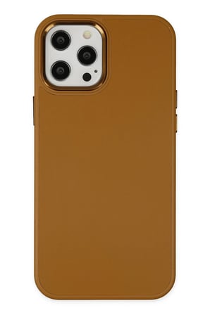 Mey İthalat®  iPhone 12 Pro Max Kılıf Asya Deri Silikon - Kahverengi