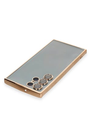 Samsung Galaxy S22 Ultra Kılıf Lensli Silikon - Gold