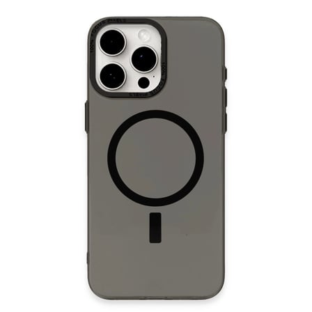 iPhone 15 Pro Kılıf Anka PC Magneticsafe Sert Metal Kapak - Siyah