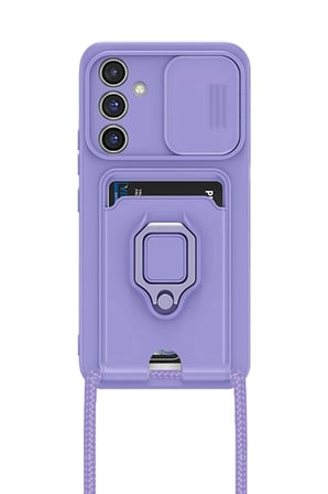 Samsung Galaxy A05S Kılıf Zuma Kartvizitli Yüzüklü Silikon - Lila