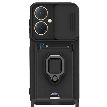 Vivo Y27 Kılıf Zuma Kartvizitli Yüzüklü Silikon - Siyah