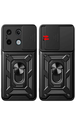 Mey İthalat®   Redmi Note 13 Pro 4G Pars Lens Yüzüklü Silikon - Siyah