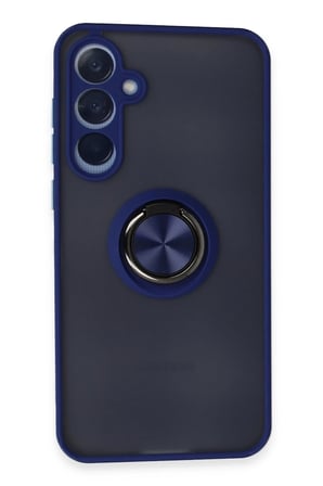 Samsung Galaxy A35 5G Kılıf Montreal Yüzüklü Silikon Kapak - Lacivert