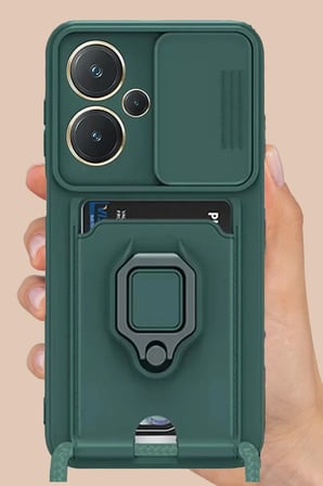 Redmi Note 13 Pro Plus Kılıf Zuma Kartvizitli Yüzüklü Silikon - Lacivert