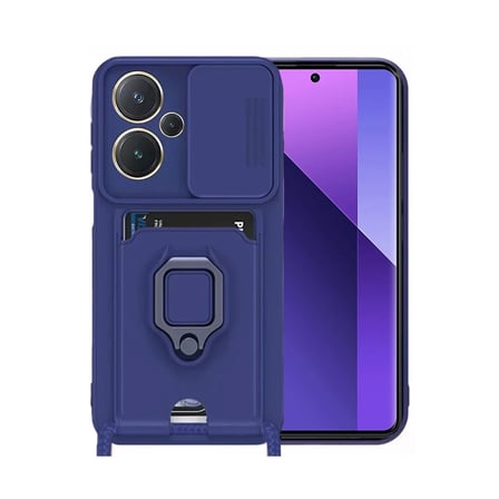 Redmi Note 13 Pro Plus Kılıf Zuma Kartvizitli Yüzüklü Silikon - Lacivert