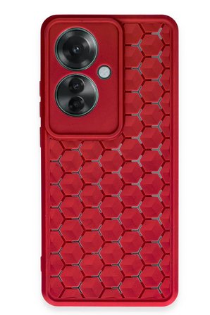 Mey İthalat®   Reno 11F Kılıf Petek Silikon Kapak - Kırmızı