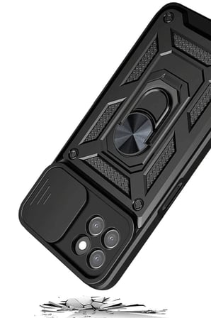 Mey İthalat®  Samsung Galaxy M15 Kılıf Pars Lens Yüzüklü Silikon - Siyah