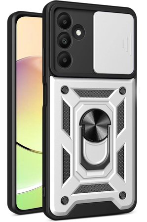 Samsung Galaxy M15 Kılıf Pars Lens Yüzüklü Silikon - Gümüş