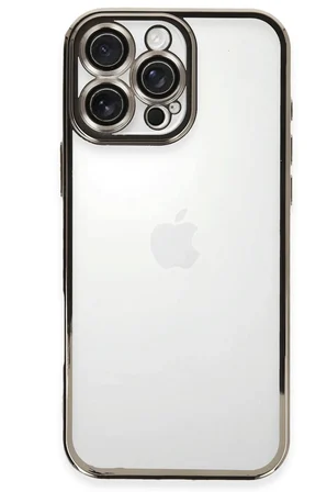 Mey İthalat®  iPhone 16 Pro Kılıf  Lensli Silikon - Titanyum Gri
