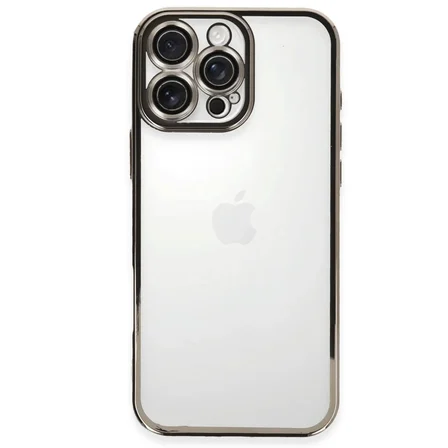 Mey İthalat®  iPhone 16 Pro Kılıf  Lensli Silikon - Titanyum Gri