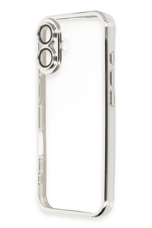 Mey İthalat®  iPhone 16 Plus Kılıf  Lensli Silikon - Gümüş