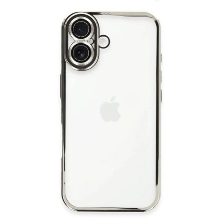 Mey İthalat®  iPhone 16 Plus Kılıf  Lensli Silikon - Gümüş