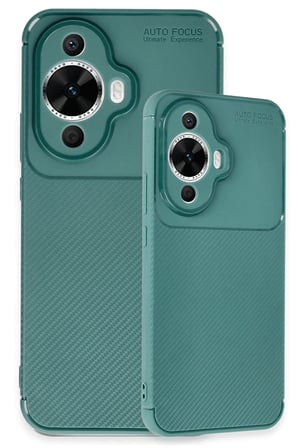 Mey İthalat®  Huawei Nova 12S Kılıf Auto Focus Karbon Kapak - Koyu Yeşil