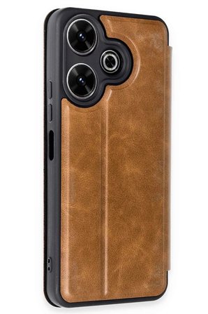 Mey İthalat®   Redmi 13 4G Kılıf Flip Cover - Taba