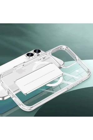 iPhone 16 Pro Max Kılıf Alfa Magsafe Standlı Kapak - Siyah