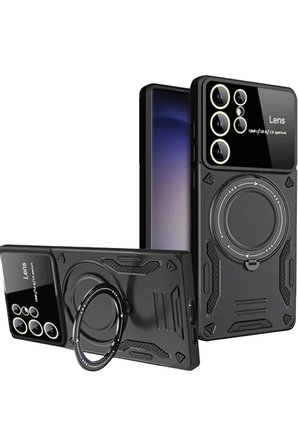 Samsung Galaxy S25 Ultra Kılıf Joy Lens Standlı Kapak - Siyah