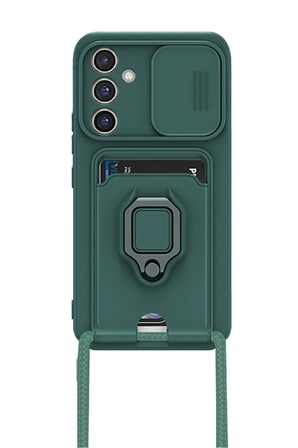 Samsung Galaxy A16 5G Kılıf Zuma Kartvizitli Yüzüklü Silikon - Yeşil