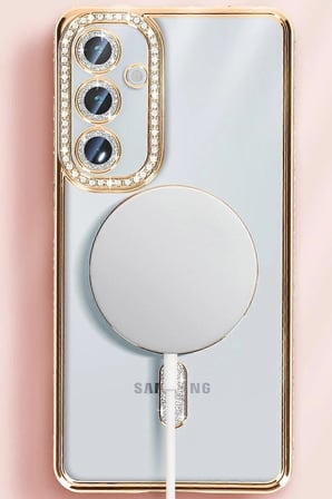 Samsung Galaxy S25 Kılıf Joke Simli Magneticsafe Kılıf - Mavi