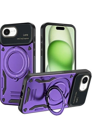 iPhone 16E Kılıf Joy Lens Standlı Kapak - Mor