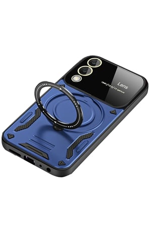Samsung Galaxy S25 Edge Kılıf Joy Lens Standlı Kapak - Lacivert