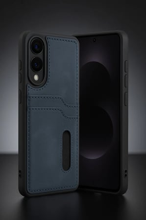 Samsung Galaxy S25 Edge Sara Kartvizitli Deri Kılıf - Kırmızı