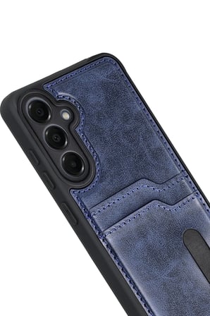 Samsung Galaxy A17 5G Sara Kartvizitli Deri Kılıf - Lacivert