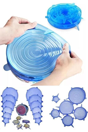 CEYLAN ADAM  Tazeliği Koruyan 6lı Silikon Streç Gıda Saklama Koruma Kapakları