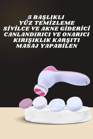 Mey İthalat® İkili Cilt Bakım Seti 5 Başlıklı Yüz Temizleme ve Masaj Aleti Canlandırıcı ve Onarıcı